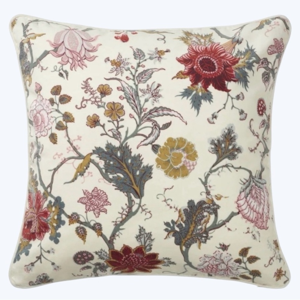 IKEA NASSELKLOCKA Velvet Accent Pillow Cover 20x20 Floral on Off White New - Picture 1 of 5
